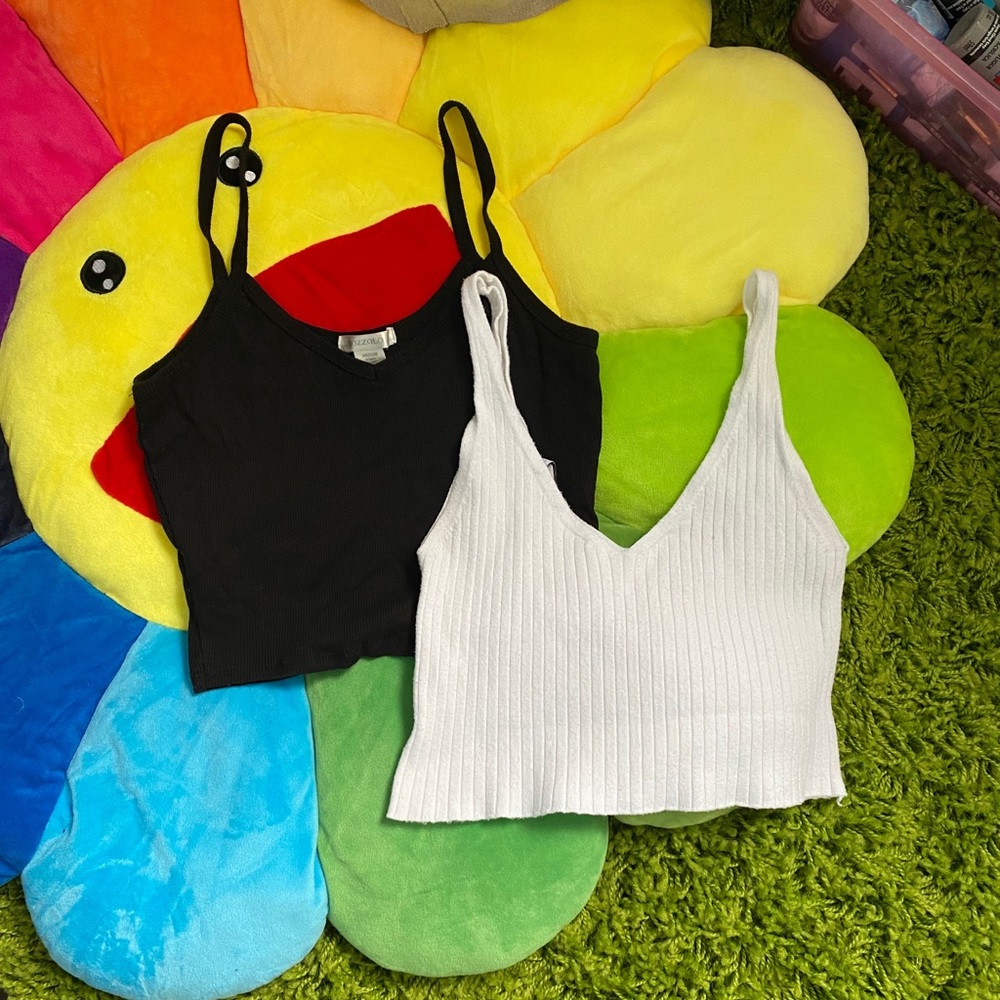 2 Black & White Crop tops